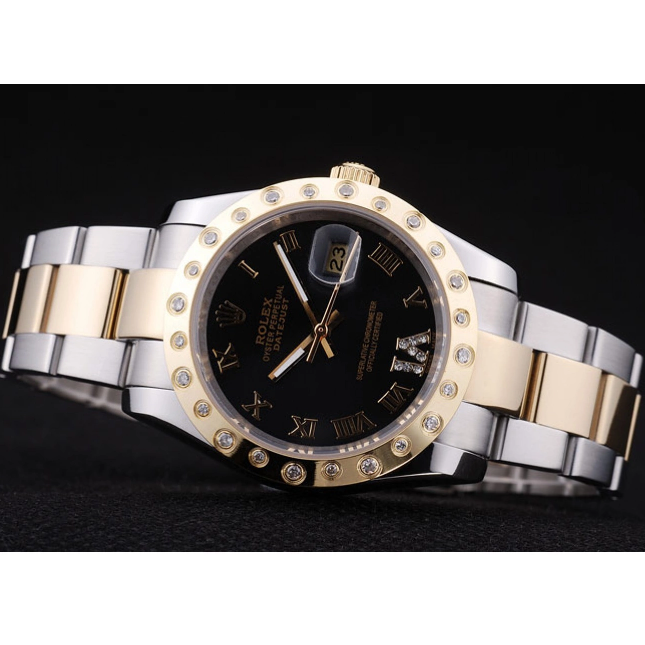 AAA Replica Watches 7463 Diamond Dial Rolex Datejust Bezel Black 0801